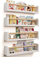 Nursery Book Shelves - 4 Pack, Wall Book Shelves for Bedroom Kids, Kids Wall Book Shelf, Book Shelf for Kid Rooms, Toddler, Baby, Play Room, Nursery Decor by TinyTreasures Baby Boutique