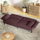 89” Futon Sofa Bed, Velvet Fabric Comfy Futon Couch Bed with 2 Square Pillows, Convertible Sleeper Sofa with Adjustable Backrest& Armrests, Modern Loveseat Sleeper for Living Room, Burgundy by CozyNest Decor