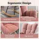 NIOIIKIT Nursery Rocking Chair Teddy Upholstered Glider Rocker Rocking Accent Chair Padded Seat with High Backrest Armchair Comfy Side Chair for Living Room Bedroom Offices (Pink Teddy) by TinyTreasures Baby Boutique