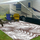 Outdoor Rug Waterproof for Patios Clearance, Reversible Outdoor Plastic Straw Rug Camping Carpet, Outside Floor Mats Large Area Rugs for RV,Patio,Deck,Porch,Beach,Balcony，10'x8',Brown&White by GreenHaven Gardens