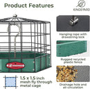 Kingsyard Squirrel Proof Platform Bird Feeders for Outdoor Hanging, Caged Bird Feeder for Small Wildbirds, Recycled Plastic Feeding Platform with Metal Seed Tray, Green by GreenHaven Gardens