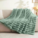 BEDELITE Faux Rabbit Fur Blanket, Luxurious 3D Striped Spring Blanket for Decor & Gift, Soft and Warm Plush Fluffy Faux Fur Throw Blanket All Seasons Suitable, (Sage Green, 50"x 60") by CozyNest Decor