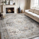 AMOAMI Area Rug - 9x12 Vintage Soft Grey Rug - Non Slip, Washable for Living Room, Bedroom, Dining Room, Office by CozyNest Decor