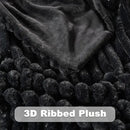NEWCOSPLAY Faux Fur Twin Blanket Black 3D Ribbed Plush Thick Warm Blanket for Couch Sofa Bed 850GSM (Black Ribbed, Twin(60"x80")) by CozyNest Decor