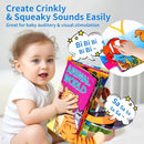 Baby Books 0-6 Months, 2PCS Crinkle Books for Babies, Touch and Feel Sensory Cloth Book 6-12 Months, Tummy Time Toys, Baby Toys for Newborn 6 Page Pink by TinyTreasures Baby Boutique