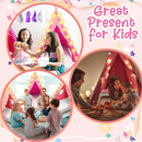 6 Pack Sleepovers Teepee Tent for Kids Bulk with Mattress Sheet Light,Natural Cotton Washable Indoor Play Tent for Birthday Slumber Party Girls Boys Pajama Movie Night Supplies(Pink, Rose Red) by TinyTreasures Baby Boutique