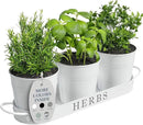 Barnyard Designs Indoor Herb Garden Planter Set with Tray, Metal Windowsill Plant Pots with Drainage for Outdoor or Indoor Plants, Set/3 (White) by GreenHaven Gardens