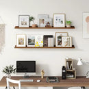 Picture Ledge Wall Shelves 24 inch Width Set of 2, Solid Pine Wood Rustic Floating Ledge Shelves for Wall for Kids' Room Bedroom Kitchen Bathroom Living Room Nursery Display Wall Decor, Walnut by CozyNest Decor