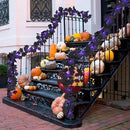 RECUTMS Halloween Maple Leaf Garland with Purple Lights - Black Artificial Leaves Decor for Home Mantle, Stairs, Indoor/Outdoor - 2 Pack by CozyNest Decor