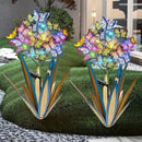 Homight Solar Metal Agave Butterfly Flower Stick Garden Sculpture - Outdoor Gift, Christmas Lights - Swaying Butterfly Garden Lights (2 PCS Blue) by GreenHaven Gardens