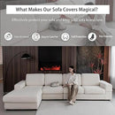 Couch Cushion Covers for Sectional Sofa, Stretch Soft Sofa Slipcovers Washable Wear-Resistant Universal Furniture Protector for Living Room(2 Seaters Covers, Ivory) by CozyNest Decor