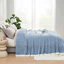 Snuggle Sac Queen Size Bed Blanket Heather Blue, Reversible Super Soft Microfiber Blankets Warm Cozy Knit Fuzzy Plush Bed Blankets, Blue, Queen 90x90 by TinyTreasures Baby Boutique