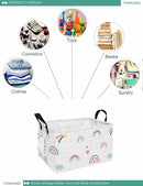 FANKANG Storage Bins, Nursery Hamper Canvas Laundry Basket Foldable with Waterproof PE Coating Large Storage Baskets for Kids Boys and Girls, Office, Bedroom, Clothes,Toys(Rec-Love Rainbow by TinyTreasures Baby Boutique