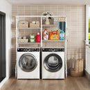 U14 Over Washer and Dryer Storage Shelves, 4 Tiers Laundry Room Storage and Organizer System, Space Saving Clothes Drying Rack with 2 Clothes Hanger Rods, 66.5" W x 20.5" D x 77.4" H, White by CozyNest Decor