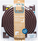 Roving Cove HeftyFit Edge Corner Protector Baby Proofing (Large 15ft Edge 4 Corners), Heavy-Duty, Soft NBR Rubber Foam, Furniture Fireplace Safety Bumper Guard, 3M Adhesive, Coffee Brown by TinyTreasures Baby Boutique
