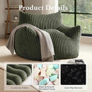 Giant Plush Bean Bag Chair for Adults with Armrests - Oversized Comfy Green Beanbag Lounge Lazy Floor Sofa Accent Chair for Living Room, Bedroom & Dorm, Cozy Fluffy Single Cloud Mini Couch by CozyNest Decor