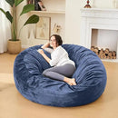 Bean Bag Chairs for Adults - Memory Foam Furniture BeanBag Chair - Kids/Teens Sofa with Soft Micro Fiber Cover - Round Fluffy Couch for Living Room Bedroom College Dorm - 4 ft, Navy by CozyNest Decor