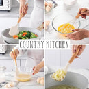 Country Kitchen Non Stick Silicone Utensil Set with Rounded Wood Handles for Cooking and Baking, 38 Piece Set, Khaki by CozyNest Decor