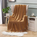 MIULEE Knitted Brown Throw Blanket for Couch,Boho Bed Decor Knit Outdoor Blankets Throw Size with Tassels Cozy Woven for Sofa Home Chair Wave Pattern 50" x 60" Inches by CozyNest Decor