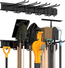 Garage Tool Storage Rack, Heavy Duty Garage Storage Organizer Rack System Wall Mounted Tool with 6 double hooks, 2 rails, Garden Yard Tools Hanger Rack for Ski Gears, Broom, Rake,Shovel by GreenHaven Gardens