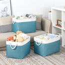 Bidtakay Large Storage Baskets for Shelves 3 Pack 16x11.8x11.8 Inch Storage Bins for Organizing Fabric Storage Cubes for Closet Clothes Basket Laundry-White&Teal by TinyTreasures Baby Boutique