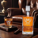 Personalized Triangle Whiskey Decanter Set for Men 650ml Luxury Gift for Groomsman, Liquor Decanters with 2 or 4 Glasses for Birthday, Retirement, Weddings - 24 Engraved Design Options by CozyNest Decor