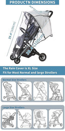 Universal Stroller Rain Cover, Clear Breathable Weather Shield with Waterproof Zipper, 4 Seasons Protection (XL) by TinyTreasures Baby Boutique