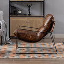 DUOMAY Mid-Century Accent Chair Armchair Set of 2, Comfy PU Leather Leisure Chair Lazy Chair with Metal Leg for Living Room Bedroom Office Apartment, Brown by CozyNest Decor