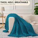 L'AGRATY Chunky Knit Blanket Throw: 60''x80'' Chenille Chunky Knitted Throw Blanket for Bed Couch - Handmade Thick Big Cable Knit Blanket - Large Crochet Rope Blanket for Home Decor(Teal) by CozyNest Decor
