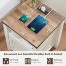 OKD Nightstand with Charging Station Set of 2, 18 Inchs Farmhouse End Table with Adjustable Storage Shelf, Rustic Wood Sofa Side Table for Bedroom by CozyNest Decor