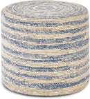 Wimarsbon 18'' Ottoman Pouf, Natural Braided Poof, Rustic Handweave Lounge Pouffe, Boho Footrest Stool for Bedroom, Accent Table for Living Room (Blue Corn Husk) by CozyNest Decor
