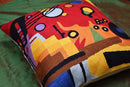 Kandinsky Contemporary Throw Pillow Cover - Heavy Red Space Modern Cushion | Abstract Throw Pillows | Contemporary Pillow | Abstract Chair Cushions | Hand Embroidered Cushion | Wool Size 18x18 by CozyNest Decor