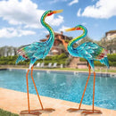 Natelf Crane Statues for Garden Decor, Blue Heron Sculptures, Metal Large Birds Lawn Sculptures & Statue for Patio Pond, Yard Decorations, Set of 2 by GreenHaven Gardens