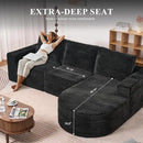 Modular Sectional Sofa with L-Shape Chaise,Cloud Sectional Modern Sleeper Couch with Deep Seat,Sponge Compression Sofas No Assembly Required (Black-Sherpa Fabric) 1PCS by CozyNest Decor
