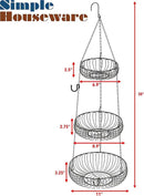 Simple Houseware Adjustable Metal Hanging Fruit Basket, Oblate, Black, 11" W x 11" L x 30" H by CozyNest Decor