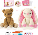 Crochet Kit for Beginners, Bunny and Bear Crochet Animal Kit with Step-by-Step Video Tutorials, Crocheting Kit for Starters, Beginner Crochet Kit for Kids and Adults, DIY Stuffed Animal Knitting Kit by TinyTreasures Baby Boutique