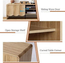 ORRD 63'' TV Stand, Modern TV Console Table Wave Panel Television Stands Entertainment Media Center with Storage Compartment and Sliding Door for Living Room (Natural) by CozyNest Decor