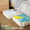 2-Pack Under Bed Storage, 6 Inches Tall Closet Organizers and Storage Bins with Sturdy Sidewalls/Bottom/4 Handles, Beige by CozyNest Decor