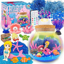 Mermaid Terrarium Craft Kit for Kids - LED Night Light Up & Remote Mermaid Birthday Gifts Toys for Girls Age 5 6 7 8 9 10 11 12 Year Old by CozyNest Decor