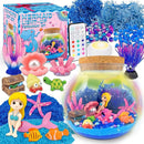 Mermaid Terrarium Craft Kit for Kids - LED Night Light Up & Remote Mermaid Birthday Gifts Toys for Girls Age 5 6 7 8 9 10 11 12 Year Old by TinyTreasures Baby Boutique