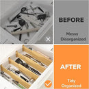 BAMEOS 4 PCS Bamboo Drawer Divider Adjustable Drawer Dividers Kitchen Drawer Organization Utensil Organizers for Kitchen Dresser Bathroom Bedroom and Office by CozyNest Decor