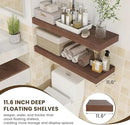 Deep Floating Shelves for Wall, 36'' x 12'' Rustic Large Floating Shelves Set of 2, 12 Inch Deep Walnut Wood Wall Shelves for Living Room Bathroom Laundry Room Bedroom Kitchen Home Office - Walnut by CozyNest Decor