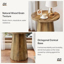 Tribesigns Round Pedestal End Table, Farmhouse Couch Side Table with Octagonal Base, Nightstand Accent Wooden Drink Stand (1, Rustic Brown) by CozyNest Decor