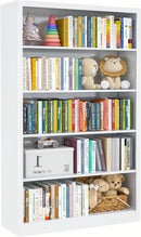 White Bookshelf, 55” Adjustable Tall Metal Bookshelf, 5-Tier Wide Bookshelf with Anti-Tilt Device, Modern Book Cases and Book Shelves for Bedroom, Living Room, Playroom, Study by CozyNest Decor