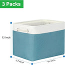 Bidtakay Large Storage Baskets for Shelves 3 Pack 16x11.8x11.8 Inch Storage Bins for Organizing Fabric Storage Cubes for Closet Clothes Basket Laundry-White&Teal by TinyTreasures Baby Boutique