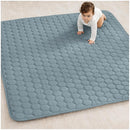 Comfy Cubs Square Kids Play Mat - 56 x 56 inches Soft Quilted Baby Floor Mat with Non-Slip Bottom - Plush Design for Toddlers' Playtime and Relaxation - Comfortable and Durable - Pacific Blue by TinyTreasures Baby Boutique