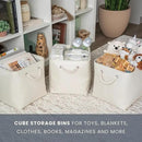 OrganiHaus 11x11 Cube Storage Bins 4 Pack, Foldable Cube Storage Organizer w/ Rope Handles, Collapsible Fabric Bins for Toys, Clothes & Closet Organization, Fabric Square Baskets - Off-White by CozyNest Decor