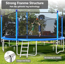 Upgraded 10/12/14/15/16FT Trampoline Outdoor, Large Kids Trampoline with Light, Stakes, Sprinkler, Backyard Trampoline with Basketball Hoop and Net, Capacity for 4-6 Kids and Adults by TinyTreasures Baby Boutique