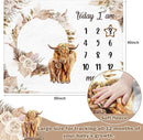 Boho Floral Baby Monthly Milestone Blanket Neutral Bohemian Photo Prop Blanket Personalized Highland Cow Baby Present Pampas Grass Ideas for Newborn Nursery Decor (Brown, Highland Cow) by TinyTreasures Baby Boutique