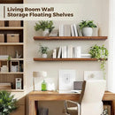 Floating Wall Shelves 2-Pack - 36-Inch Rustic Brown Wooden Shelves for Storage and Décor, Easy Installation for Living Room, Bedroom, and Kitchen by CozyNest Decor